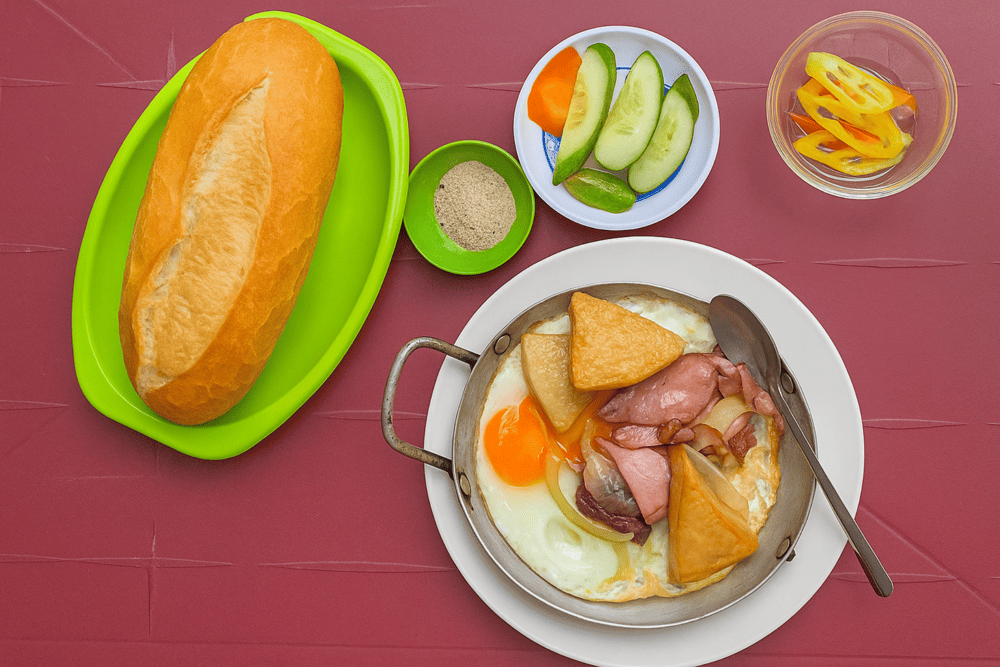 The banh mi is not served with sauce to preserve the distinct flavors of each topping